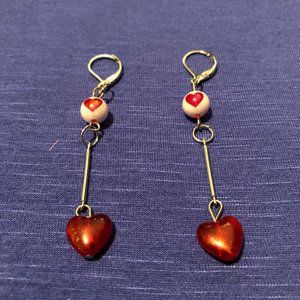 Red Heart Dangle Earrings